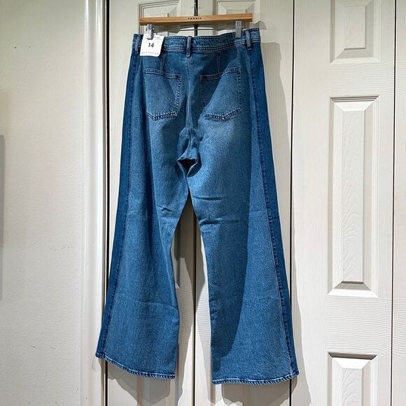 NWT Ann Taylor Colorblock Wide Leg Two Tone Tuxedo Stripe Trouser Jeans 14 - Picture 7 of 12